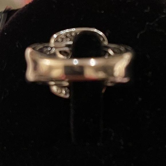Suzy Levian 18K / Sterling Silver 2.02 CWTw Saphire Buckle Ring w Diamond accent - Picture 5 of 13